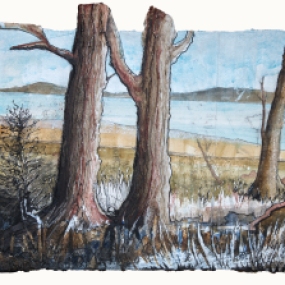 (c) Theo Crutchley-Mack, Through Trees, 52x46, Acrylic, Ink, Graphite on paper, 2015